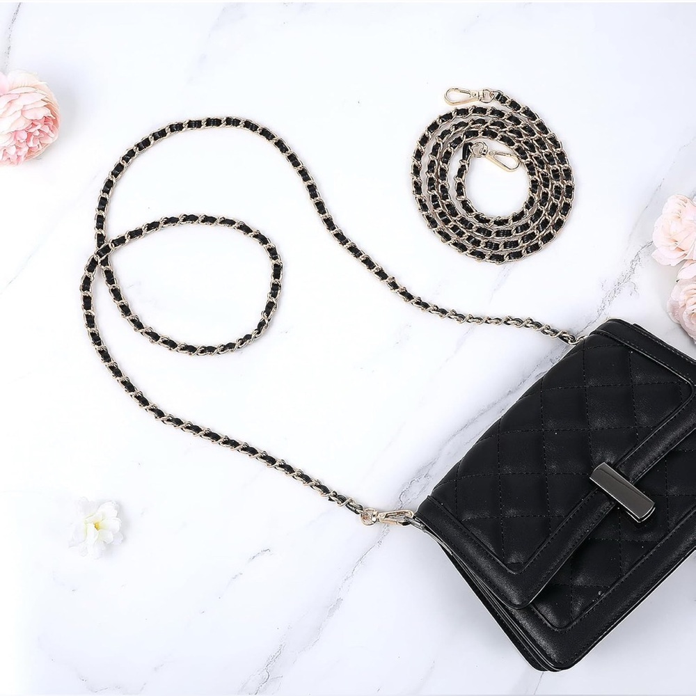 Black & Gold replacement chain for Crossbody wallet purse swivel hook NEW - Picture 5 of 12